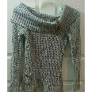 J J ALWAYS Long Sleeves, Off The Shoulders, Gray S